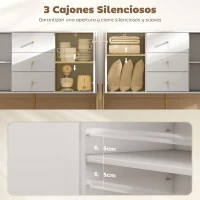 HOMCOM Aparador Moderno de 2 Puertas Aparador de Salón con 3 Cajones Estantes Ajustables Blanco 120x39,1x76 cm(m-5)