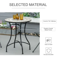 Outsunny Φ60cm Mosaic Outdoor Patio Table - Green(m-6)