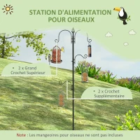 PawHut Decorative Bird Feeding Station for Wild Birds with 4 Hooks 54.5 x 54.5 x 208 cm Black(m-4)