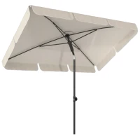 Outsunny Umbrelă Rectangulară cu 3 Înclinații și Manivelă, din Metal și Poliester, 183x122x222 cm, Bej(m-1)