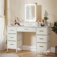 HOMCOM Multi-Storage Elegant Dressing Table, with LED Mirror - White(m-8)