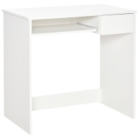 HOMCOM Mesa de Escritório 80x45x75 cm Mesa Salva Espaço com Bandeja para Teclado Gaveta para Documentos Branco