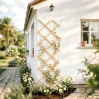 Outsunny Ausziehbares Garten-Rankgitter aus Holz Stütze für Kletterpflanzen Rosen und Weinreben 180x60 cm Hellbraun(m-5)