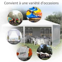 Outsunny Tonnelle de jardin, tente de réception avec Fenêtres et parois latérales amovibles, pour fêtes et mariages, 6 x 3 m blanc(m-7)