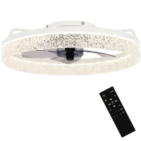 HOMCOM Ceiling Fan with Lights, Dimmable LED Mount Ceiling Fan Light with Remote App Control for Bedroom, White(m-11)