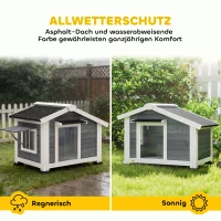PawHut Hundehütte wetterfestes Hundehaus aus Holz mit herausnehmbarem Boden Asphaltdach öffnendem Fenster 98x76x69,5 cm Grau(m-5)