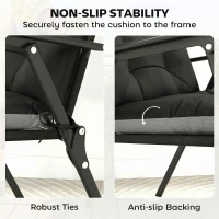 Outsunny Patio Chair Cushions Set of 4, Waterproof Non-Slip Lounge Chair Cushions, 112x53cm, Black(m-6)