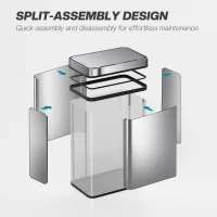 HOMCOM 50 L Sensor Can,  Sensor Bin with Soft-Close Lid, Fingerprint-Proof Stainless Steel, Silver Tone(m-9)