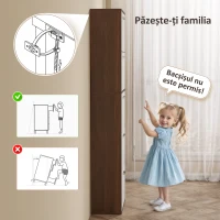 Homcom Dulap Pantofi 60×28×189 cm – 5 Sertare & Spatiu pentru 30 Perechi(m-7)