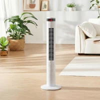HOMCOM Oscillating Tower Fan Remote Control 3 Speed Modes Cooling Machine White(m-9)
