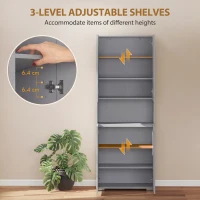 HOMCOM 180 cm Tall Kitchen Cupboard, Pantry Storage Cabinet with Soft Close Doors and Adjustable Shelves, High Gloss Grey(m-6)