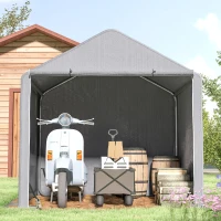 Outsunny Abri de jardin 2 x 2 x 2 m abri vélo extérieur avec cadre en acier galvanisé, imperméable et résistant aux UV - gris(m-10)