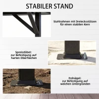 Outsunny Pavillon 3,8x3m Wasserabweisend Stabil Winterfest Gartenpavillon mit Doppeldach Vorhänge Moskitonetz Haken Dunkelgrau(m-6)