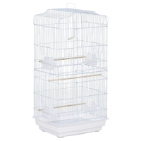 PawHut Large Metal Bird Cage with Perches, Food Bowls, Swing, for Budgies, Parakeets, White