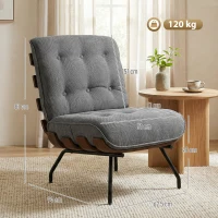 HOMCOM Accent Chair, Linen-look Fabric Reading Chair with Spring Cushion, Slatted Support, Steel Frame, Dark Grey(m-3)