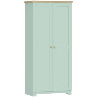 HOMCOM Kitchen Cupboard, 172cm Freestanding Storage Cabinet with Doors and Shelves, Light Green(m-11)