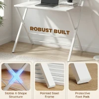 HOMCOM Compact Folding Desk for Small Spaces with Storage Shelf for Home Office, White(m-7)
