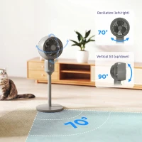 HOMCOM Air Circulator Fan Pedestal Cooling Fan with 3 Speed and Carry Handle, 9 Inch, Grey(m-5)