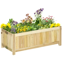 Outsunny Folding Raised Planter Flower Box dim. 70L x 30l x 25H cm Wood Slat-Style Body Pre-oiled Spruce(m-10)