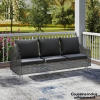 Outsunny Ensemble de 4 coussins pour salon de jardin 2 pour assise 56x52x7cm 2 pour dossier 56x45x17cm gris foncé(m-7)
