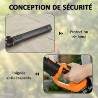 Outsunny Taille-Haies Électrique avec Manche Télescopique Lame 51 cm 2 Batteries 4,0 Ah  112,5x15x14,5cm, Orange(m-8)