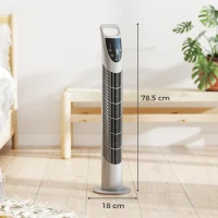 HOMCOM Tower Fan Oscillating 3 Speeds 3 Winds 40W w/ RC Timer Quiet - Grey(m-3)