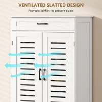 HOMCOM Shoe Cabinet with Louvered Doors, Modern Shoe Storage Cabinet with Drawer and Adjustable Shelves, White(m-6)