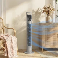 HOMCOM Tower Fan Oscillating 3 Speeds 3 Winds 40W w/ RC Timer Quiet - Grey(m-2)