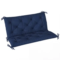 Outsunny 2 Seater Bench Pad, Garden Chair Cushion with Back and Ties for Indoor and Outdoor Use, 98 x 100 cm, Dark Blue(m-10)