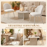 HOMCOM Esszimmerstühle, Küchenstühle, weich gepolstert mit Chenille, 50,5 x 57,5 x 78,5 cm, Cremeweiß(m-8)