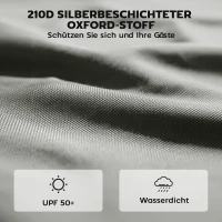 Outsunny 3-teiliges Set Seitenteile mit Reißverschluss für 3 x 3 m Pavillon, Hellgrau(m-5)