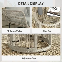 Outsunny Polyrattan Zestaw mebli ogrodowych 3-częściowy, zestaw wypoczynkowy z leżanką, sofą dwuosobową i szklanym stolikiem(m-6)