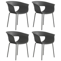 Outsunny Tuinstoelen set van 4 ergonomische balkonstoelen met uitsnijdingsdesign armleuning weerbestendig roestvrij Donkergrijs