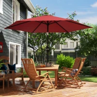 Outsunny 2.6 m Garden Parasol Umbrella with Aluminium Pole, Outdoor Patio Umbrella with Tilt and Crank, Vent, Wine Red(m-9)