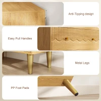 HOMCOM Dresser for Bedroom 3 Drawer Chest of Drawers with Steel Frame for Living Room in Oak(m-7)