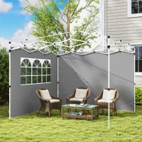 Outsunny Parois latérales pour tonnelle 3 x 3 m panneaux pour pavillon avec fenêtre lot de 2 tissu Oxford gris clair(m-7)