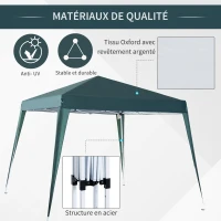 Outsunny Pop-up Folding Garden Gazebo Canopy 2.4 x 2.4 m Steel Polyester UV-Resistant with Carry Bag Dark Green(m-4)