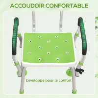 HOMCOM Tabouret de douche chaise de douche ergonomique hauteur réglable pieds antidérapants 56,5 x 53,5 x 87 cm blanc et vert(m-5)