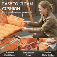 Outsunny Hollywoodschommel, Tuinschommel met Kussens, Frame, Voor Tuin, Balkon, 174 x 120 x 162 cm, Metaal, Terracotta(m-7)