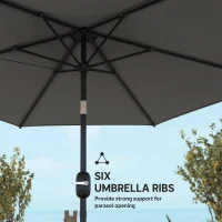 Outsunny 2.6 m Garden Parasol Umbrella with Aluminium Pole, Outdoor Patio Umbrella with Tilt and Crank, Vent, Black(m-8)