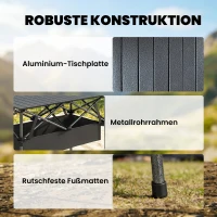 Outsunny Klappbarer Rollbarer Picknicktisch Tragbarer Campingtisch mit Netzablage und Tragetasche für den Außenbereich, Schwarz(m-6)