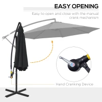 Outsunny 2.45m Overhanging Cantilever Parasol, with Cross Base - Black(m-4)