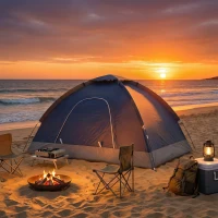 Outsunny 2 Person Camping Tent, Dome Tent with Zipped Doors, Storage Pocket, Portable Handy Bag, Navy Blue(m-9)