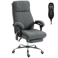 Vinsetto High Back Vibration Massage Office Chair with Footrest, Heated, Grey(m-10)