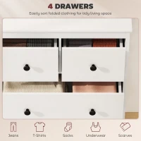HOMCOM Modern Chest of Drawers, 4 Drawer Dresser Clothes Storage Organiser for Living Room, Hallway, Entryway, White(m-4)