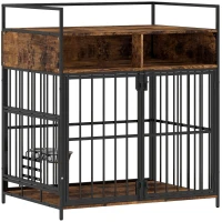 PawHut Dog Crate Furniture, Dog Cage with Rotatable Feeding Station and Storage Shelves, End Side Table Indoor Pet Kenne(m-1)