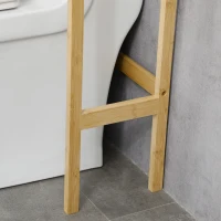 kleankin Toilet Shelf Bathroom Cabinet Over-Toilet Unit with 2-Door Cupboard and Open Shelf 60 x 23 x 173 cm Bamboo(m-9)