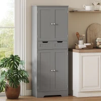 HOMCOM Meuble de salle de bain avec tiroir, placard à portes, étagère réglable, 60 x 30 x 160 cm, gris(m-7)