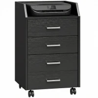 Vinsetto Cassettiera Piccola con 4 Cassetti, Mobiletto Verticale su Ruote, 40 x 36 x 65 cm, Effetto Legno Nero(m-11)