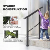 Outsunny Treppengeländer für 2-3 Stufen, 94cm, Winkelverstellbar Handlauf Außen und Innen Metall Schwarz(m-5)